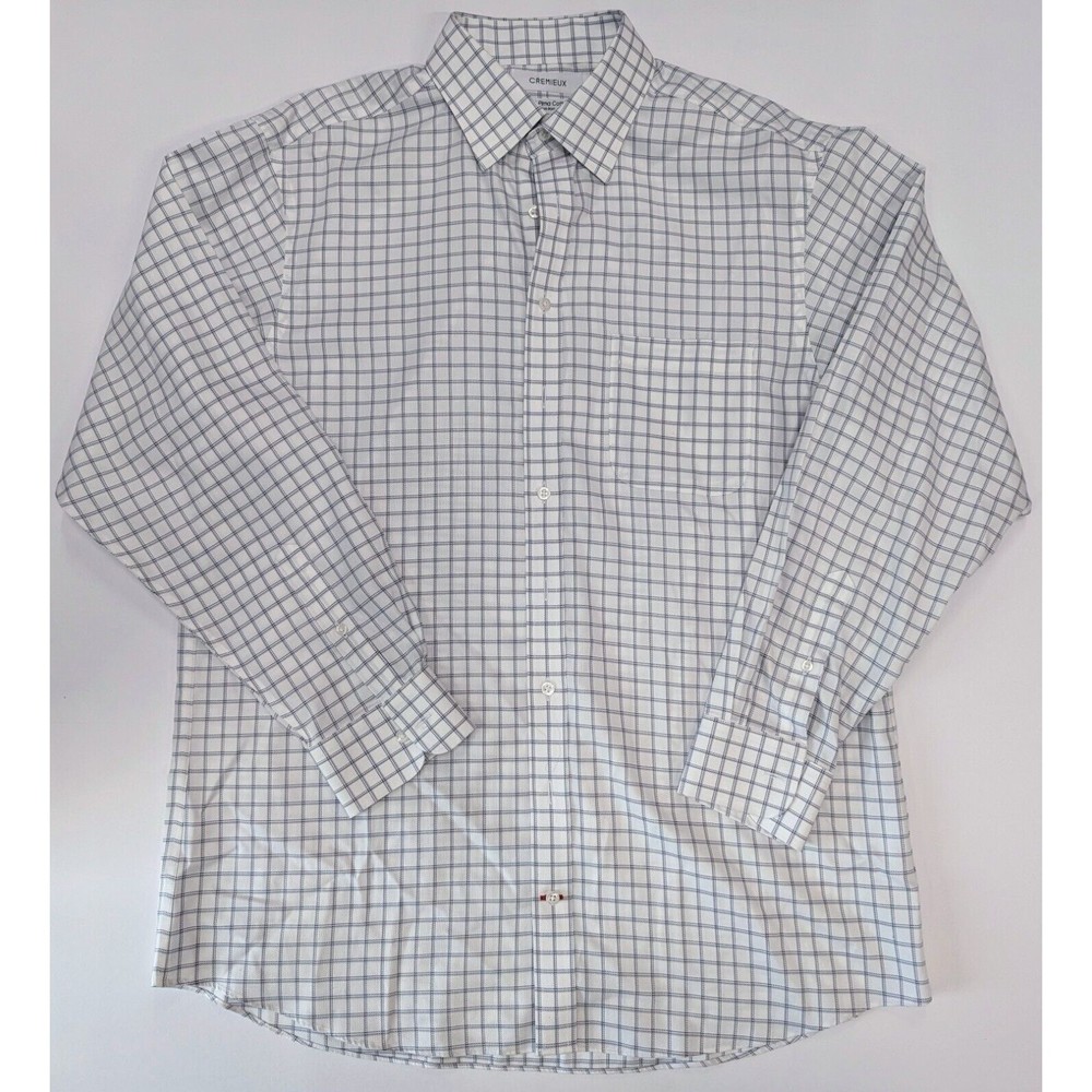 CREMIEUX MEN’S NON-IRON LONG SLEEVE   CHECK DRESS SHIRT SIZE 16.5 x 35 Pre-owned